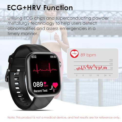 Lgnitek Smart watch for Men Women with Blood Pressure/ECG/BMI/HRV, 1.97" AMOLED Health Smart Watch with Bluetooth Calling Function, 24H Heart Rate/Sleep/SPO2 Monitor, Smartwatch for iOS Android - Image 2