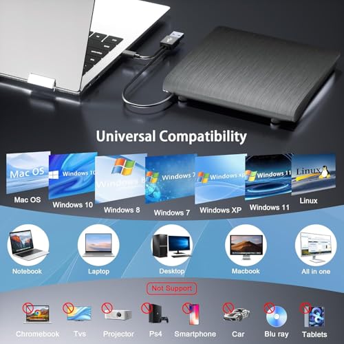 Lecteur externe CD DVD USB 3.0 universel pour résoudre l'absence de lecteur - 3
