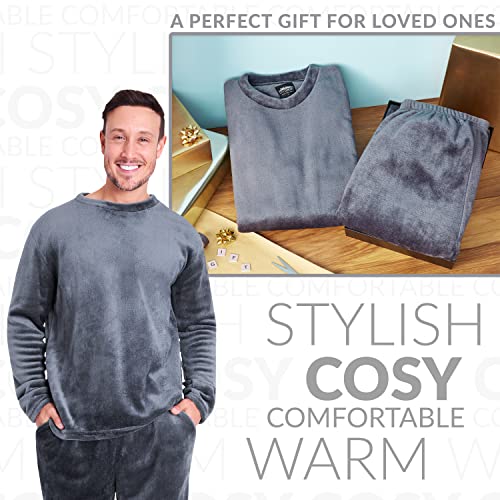 Mens Pajamas Set, Soft Fleece 2 Piece Lounge Set - Gifts for Men3