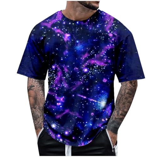 Impresión 3D Cielo Estrellado Galaxy Camisetas Cuello Redondo Verano Camiseta Oversized Camisetas Hombre Galaxia Camisa Manga Corta Universo Estrella Espacio Gráfico Camiseta Tiempo Libre Carnaval