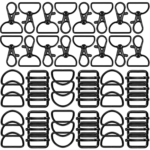 56 Pieces D Rings for Purse Bag Hardware Purse Hardware for Bag Making Buckles Craft (Black 30 mm)