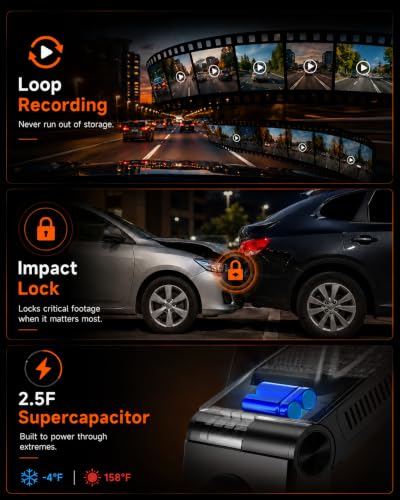 360° Dash Cam Front and Inside 4K+2.5K, 2 Channel Dashcam for Car - image 5