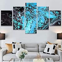 SIGNWIN 5 Panel Canvas Wall Art Modern Art Abstract Brushstroke Contemporary Edgy Mixed Media Multicolor for Home Decorations Ready to Hang - 60