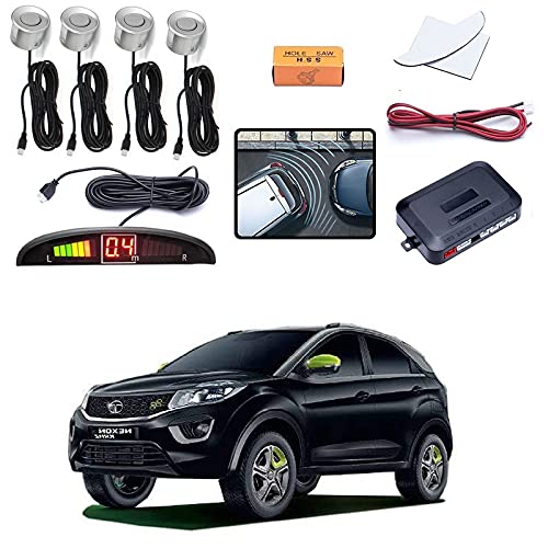 Olmeo Reverse Car Parking Sensor Led Display Silver for Tata Nexon Kraz