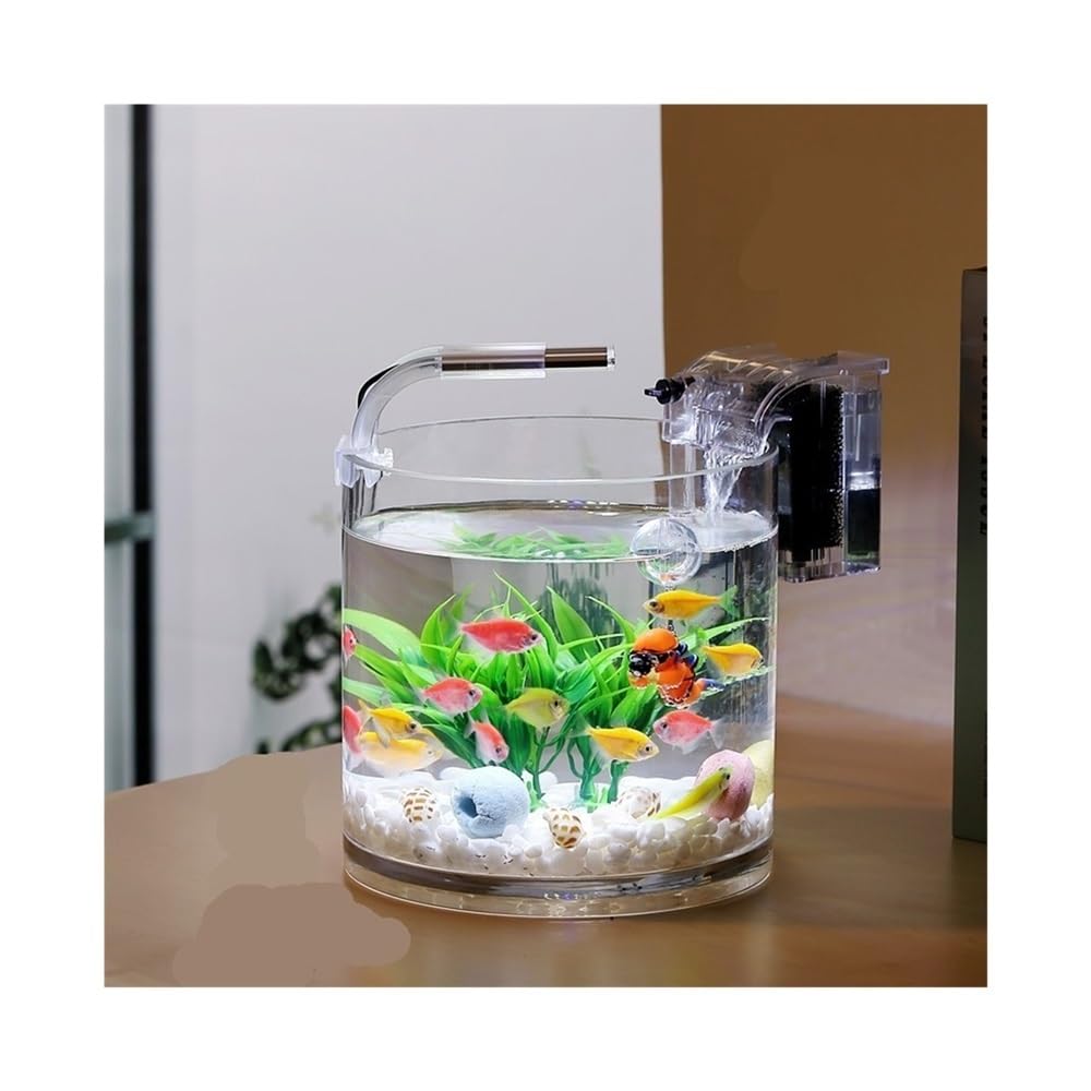Aquarium Transparentes Glas-Aquarium for Wohnzimmer, Büro oder Schreibtisch, zylindrisch(20cm)