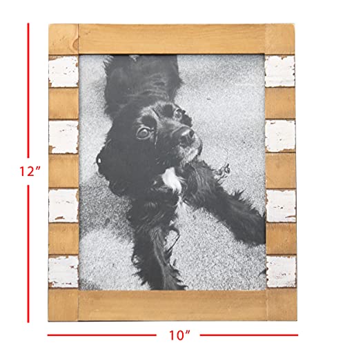 Foreside Home & Garden White Distressed Striped 8X10 Inch Wood Decorative Picture Frame #TOP2