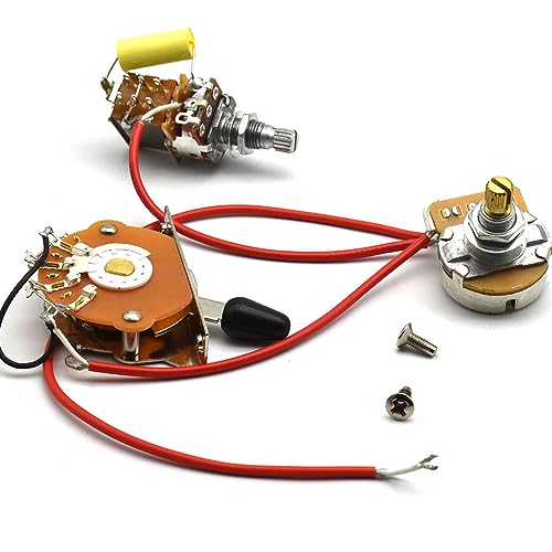 Loaded Pre-wired Electric Guitar Wiring Harness Prewired Kit A500K Pull Potentiometer 500K Brass Pots 3-Way Switch for Gibson LesPaul Strat Guitar