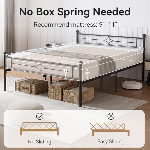 Image of Nelaukoko Full Metal Bed Frame with Headboard and Footboard, Platform Bed Frame Full Size with Storage Underneath, Strong Metal Slats Support, No Box Spring Needed, Easy Assembly, Black