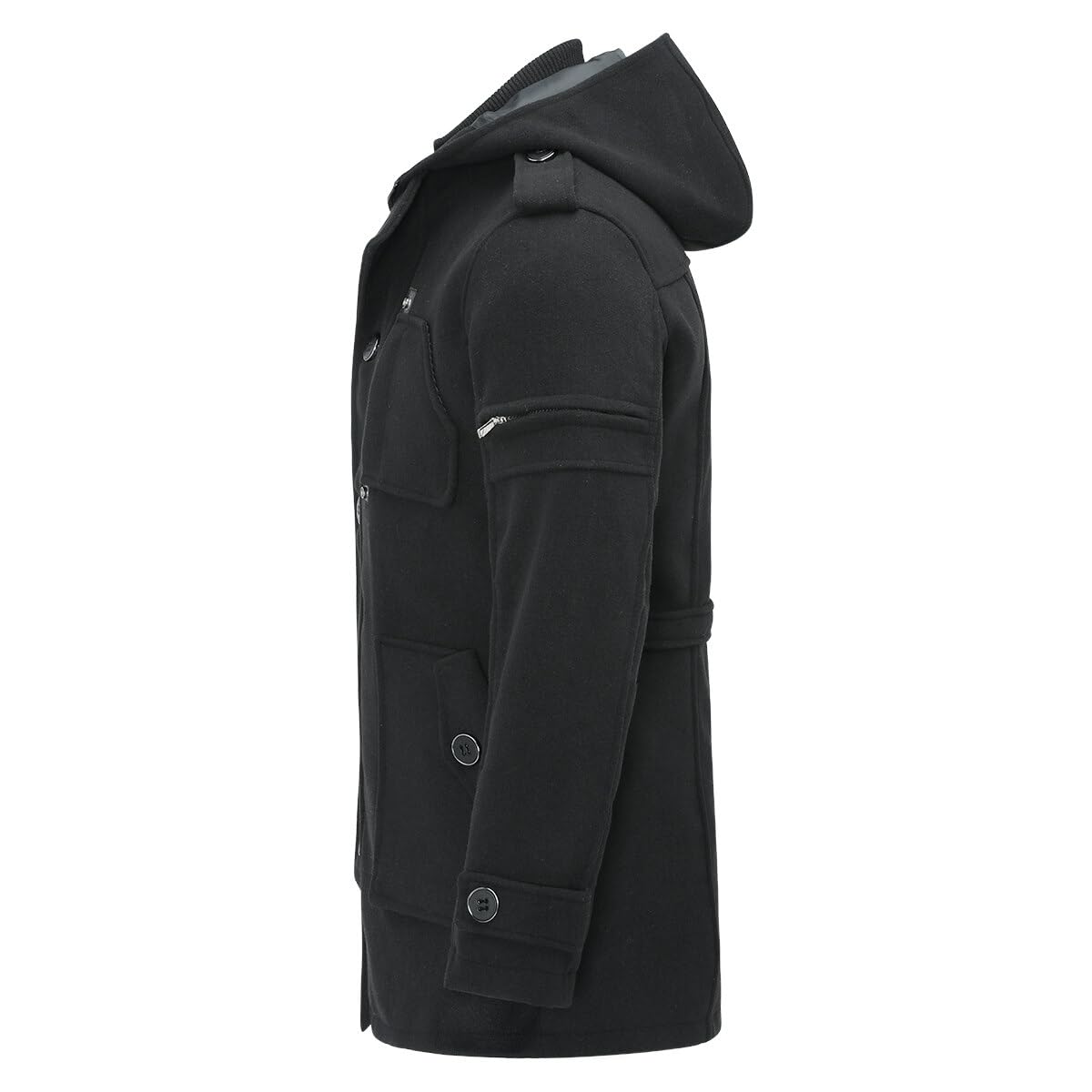YOUTHUP Manteau Homme en Laine Hiver Chaud Veste avec Capuche Epais Parka Trench Coat Caban