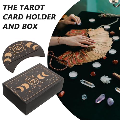 Caja de tarot negra con soporte resistente para proteger cartas de meditación 6