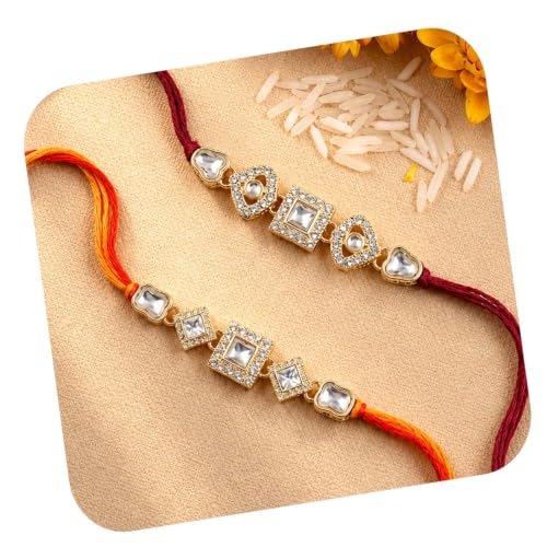Image of Peora Om Shree Ram Swastik Rakhi for Brother Bhaiya | Crystal & Beads Studded | Red Thread | Raksha Bandhan Hamper with Roli Chawal Greeting Card