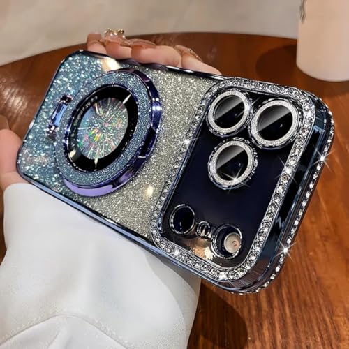 Coque anti choc iPhone 15 Pro Max souple paillettes bleu diamant