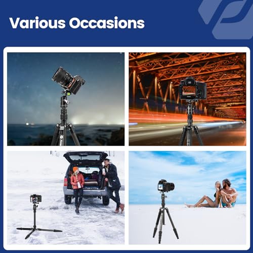Image of Fotopro 62 inch Carbon Fiber Travel Tripod, Lightweight Compact Camera Tripod with Ball Head and Arca-Swiss Quick Release Plate, Detachable Monopod, Carry Bag, Load up to 8KG /17.63lbs, Weighs only 2lbs.