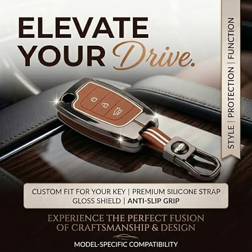 Image of Coll of Fest Premium Metal Silicone Brown Key Cover Compatible with Hyundai i20 N Line | Hyundai Verna 2024 | Hyundai Verna 2023 | N6 Car | 3 Button Flip Smart Key Glow in the Dark