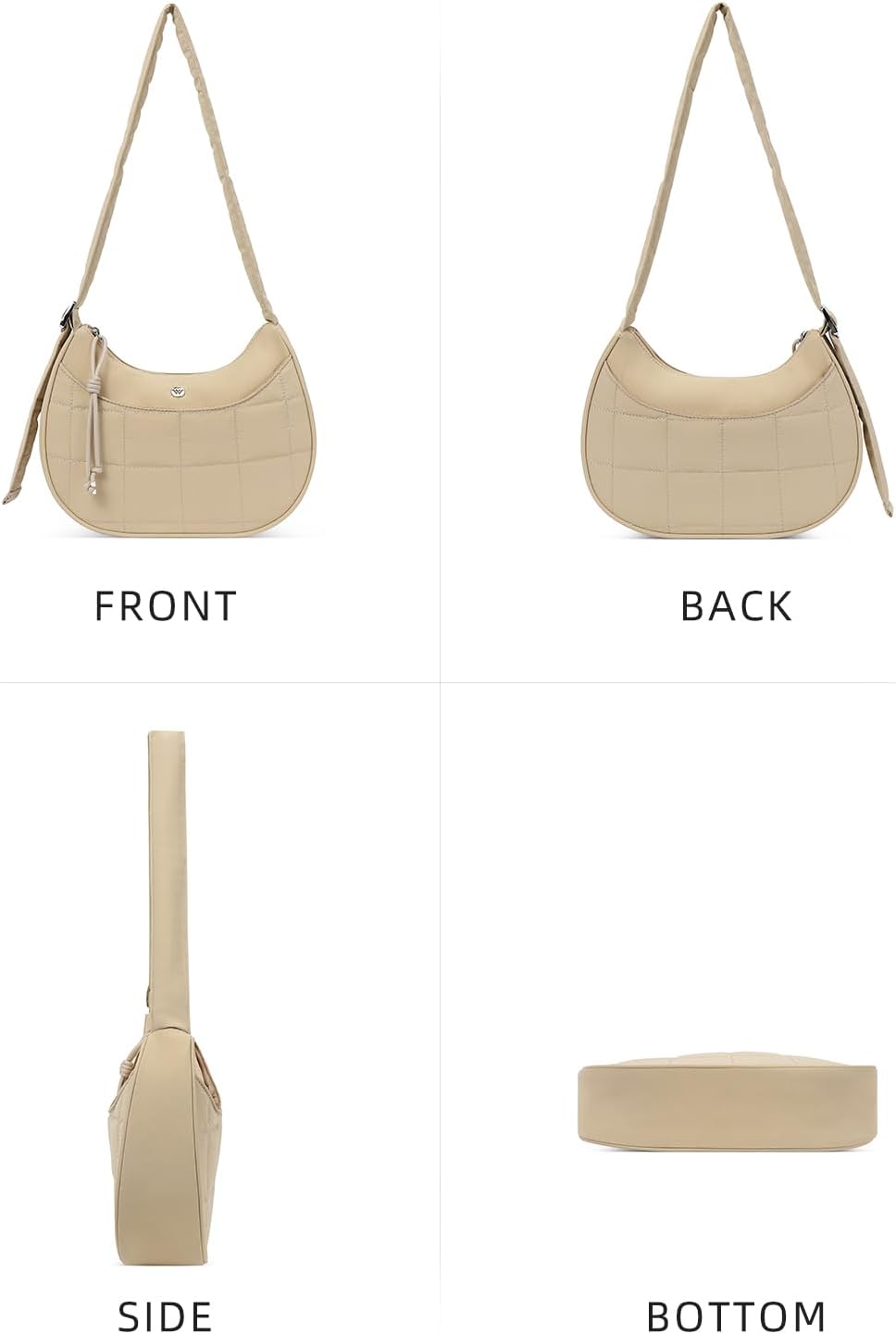 WESTBRONCO Puffer Crescent Shoulder Bags for Women Puffy Quilted Handbags, Nylon Shoulder Purse with Adjustable Strap