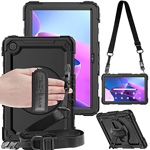 TECHGEAR UTILITY Case for Lenovo Tab M10 Plus 3rd Gen 2022 (10.6) TB125 / TB128 Tough Rugged HEAVY DUTY Armour Shockproof 360 Rotating Stand Hand and Shoulder Strap Case