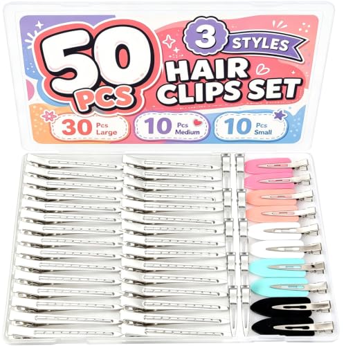 50PCS Metal Duckbill Hair Clips, Pin Curl Clips & Creaseless Hair Clips