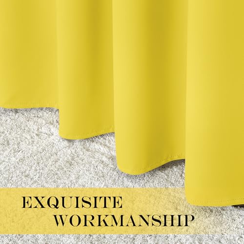 NICETOWN Sliding Glass Door Curtain Extra Long 84 inches Long, Grommet Thermal Insulated Blackout Patio Door Curtain Panel for Bedroom/Pergola, Bright Yellow, 1 Panel, W100 x L84