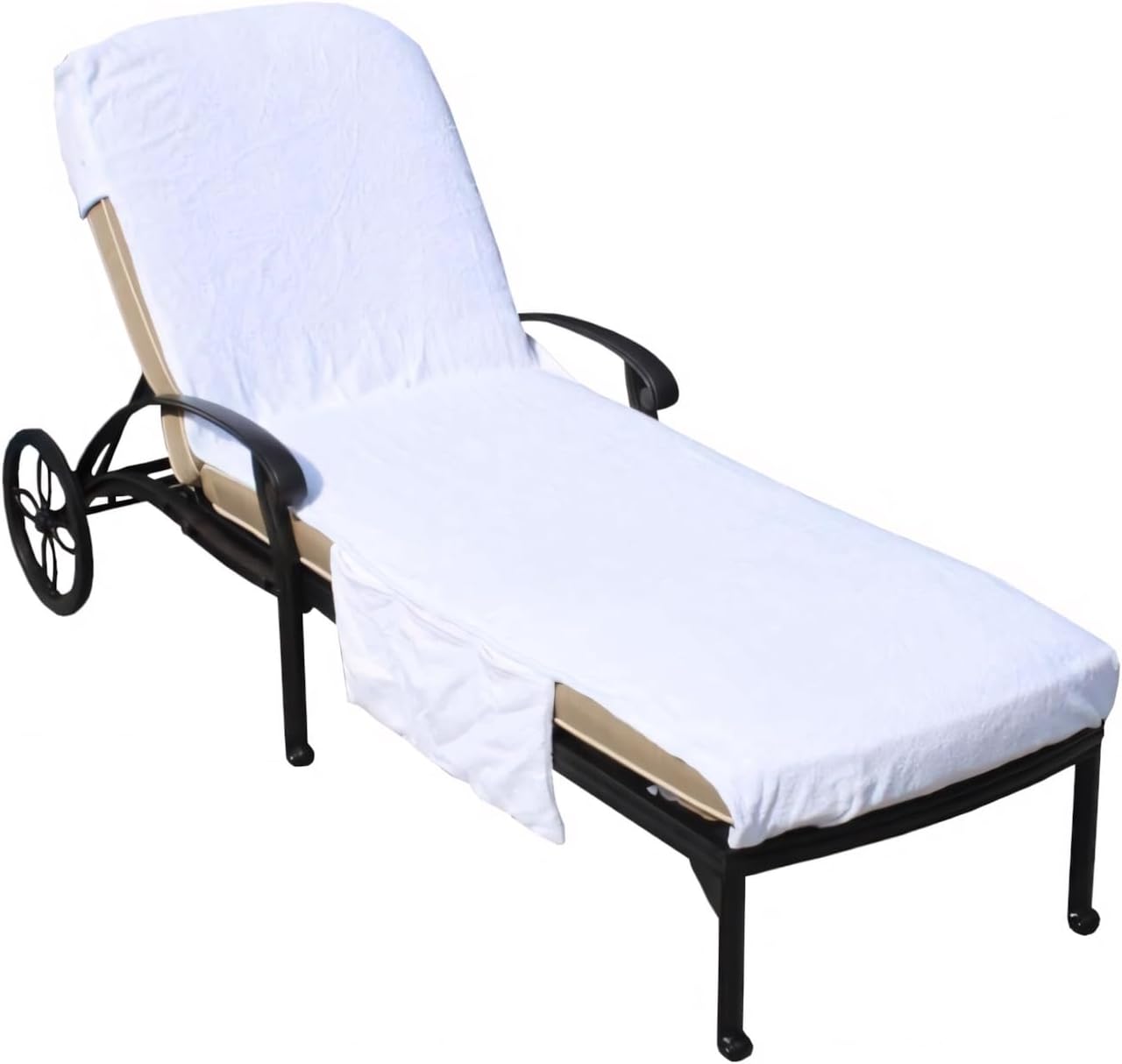 Muka Cotton Beach Pool Lounge Chair Cover Terry Bath Towel with Side Pockets, 29" x 85"-Pink
