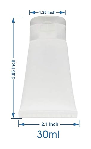 Miniatura 2 de (24 piezas por paquete) Tubo cosmético vacío transparente de 1.0 fl oz con contenedor de jeringa gratis Frasco frasco con tapa abatible