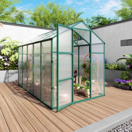 Heavy-Duty Aluminum Walk-in Greenhouse with Polycarbonate Panels for Year-Round Outdoor Gardening and Plant Protection