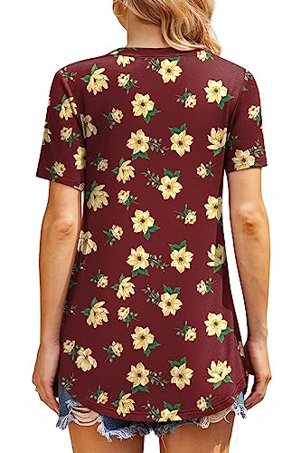 AYIFU Womens Summer Tops Notch V Neck Blouses Short Sleeve Dressy Shirts Casual Tunic - Image 5