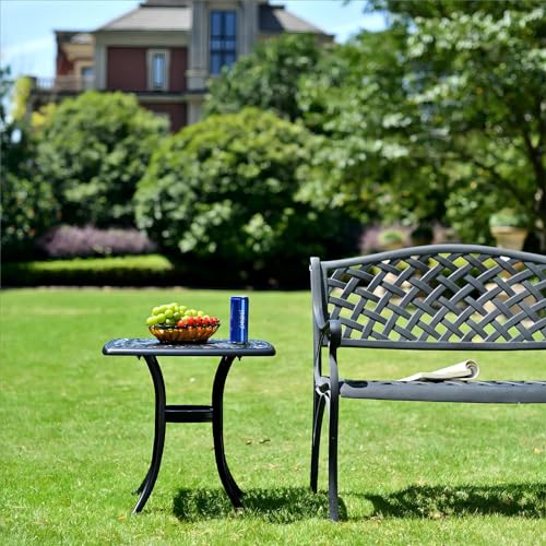 ZOTORUN Mesa lateral quadrada de alumínio fundido de 53 cm para pátio, quintal, piscina, companhia i