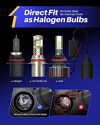 Image of AUTOONE 9007 LED Bulbs, 9XBright HB5 Light with Cooling Fan, Compact Design 99% Compatibility, IP68, Quick Installation, Pack of 2