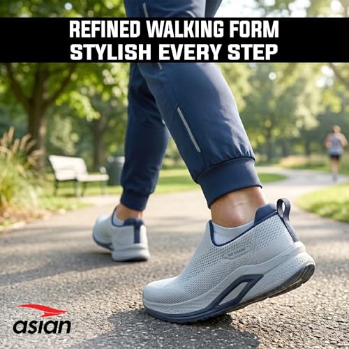 Image of ASIAN Wonderwalk Pro-14 Men's Walking Shoes | Lightweight Slip-On Sports Sneakers | Breathable Knit Mesh | Memory Foam Shoes with Anti-Slip Grip Sole