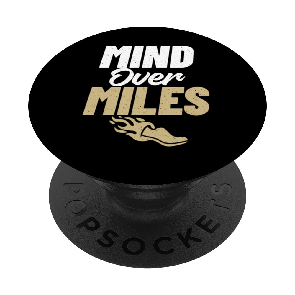 Mind over Miles Marathon Runner PopSockets Swappable PopGrip, Black