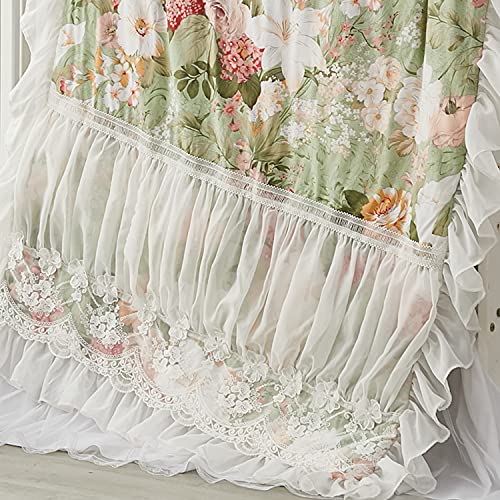 Brandream Crib Bedding Sets For Girls Garden Floral Nursery Set 3-Piece | Ruffled Baby Comforter, Crib Sheet And Tulle Lace Crib Bed Skirt, Green White #TOP1