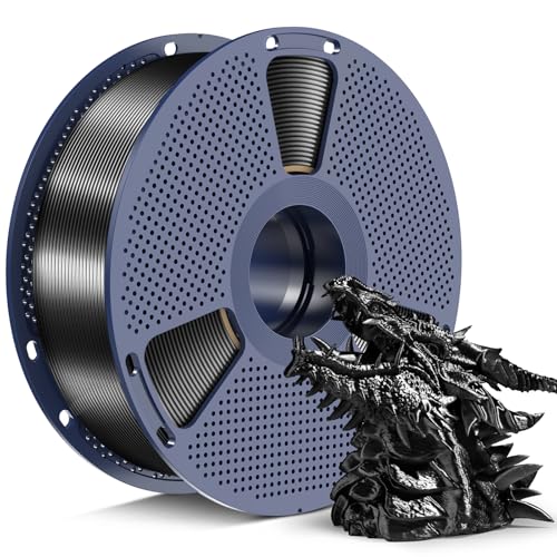 Image of SUNLU Silk PLA+ Filament 1.75mm, Chrome Like Gloss Finish, Smooth Silk Texture, Upgraded Formula for Stable Printing, 1kg(2.2lbs) PLA Plus 3D Printer Filament, Black