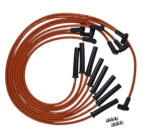 Image of Moroso 52038 IGNITION SPARK PLUG WIRE SET, ULTRA 350, 8MM, MULTI ANGLE BOOT, RED, GM, CHEVY, BBC, 366-454, HEI STYLE WITH COIL IN CAP, OVER HEADER /VALVE COVER, Replaces 5567