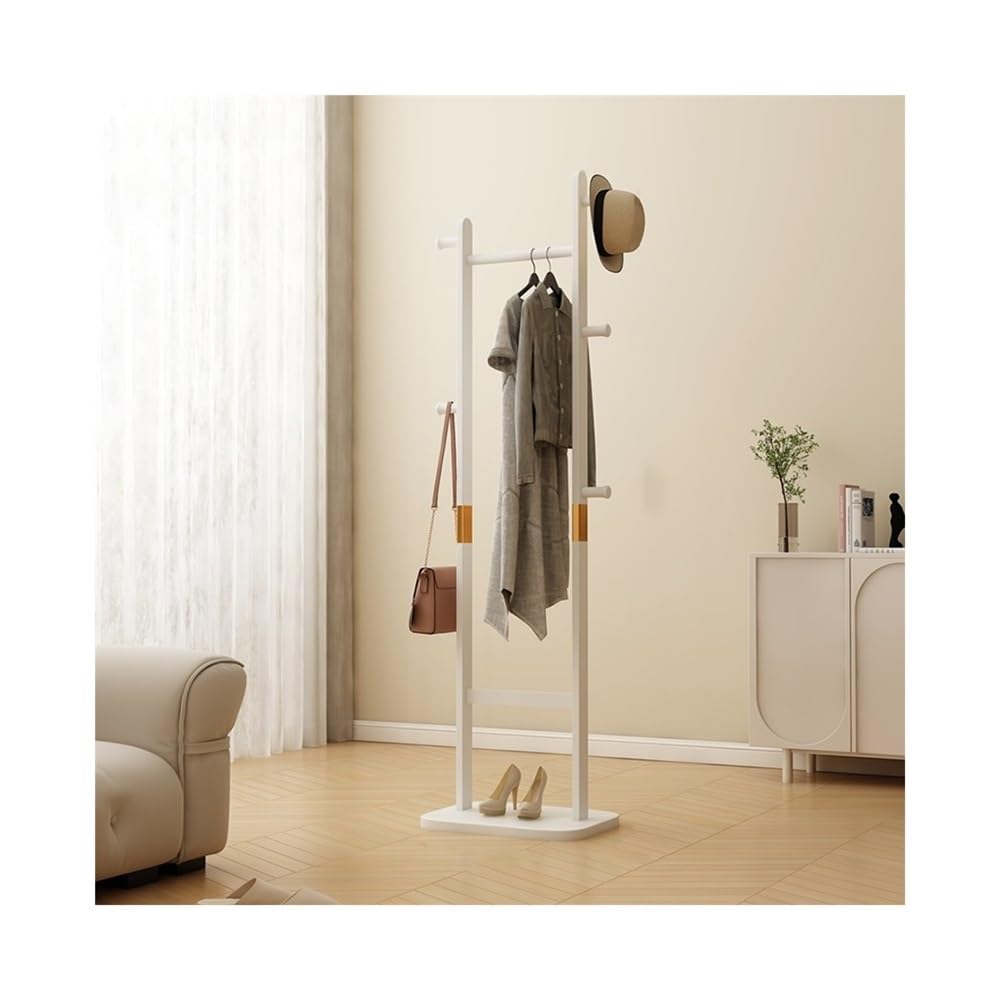 Dh2yjnbf3 Standing Indoor Corner Coat Rack Floor Bedroom Solid Wood Wardrobe Hanger Living Room Clothes Hallway(White)
