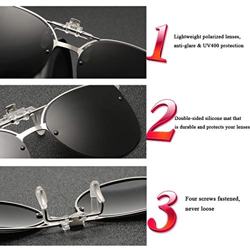 Image of Polarized Clip on Sunglasses over Prescription Glasses Anti-Glare UV Protection Cat Eye Flip up Clip-on Eyeglasses