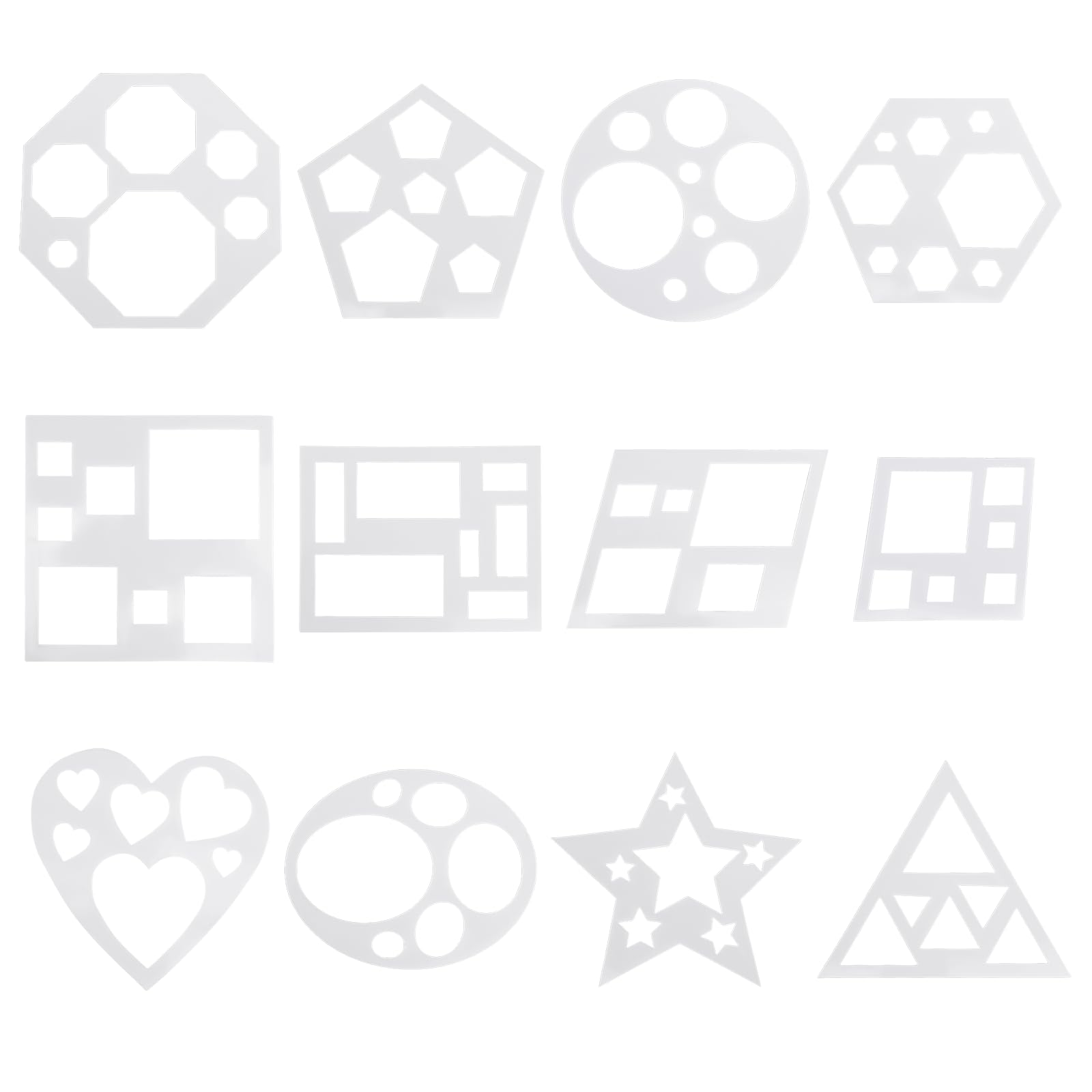 Geometric Drawing Stencils - 12 Piece Set -1