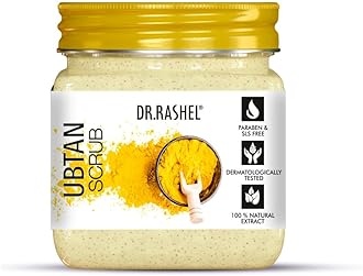 DR.RASHEL Ubtan Scrub For Face & Body | With Haldi, Chandan & Kesar | Skin Brightening | Tan & Dead Skin Removal | Deep Exfoliation | 380ml