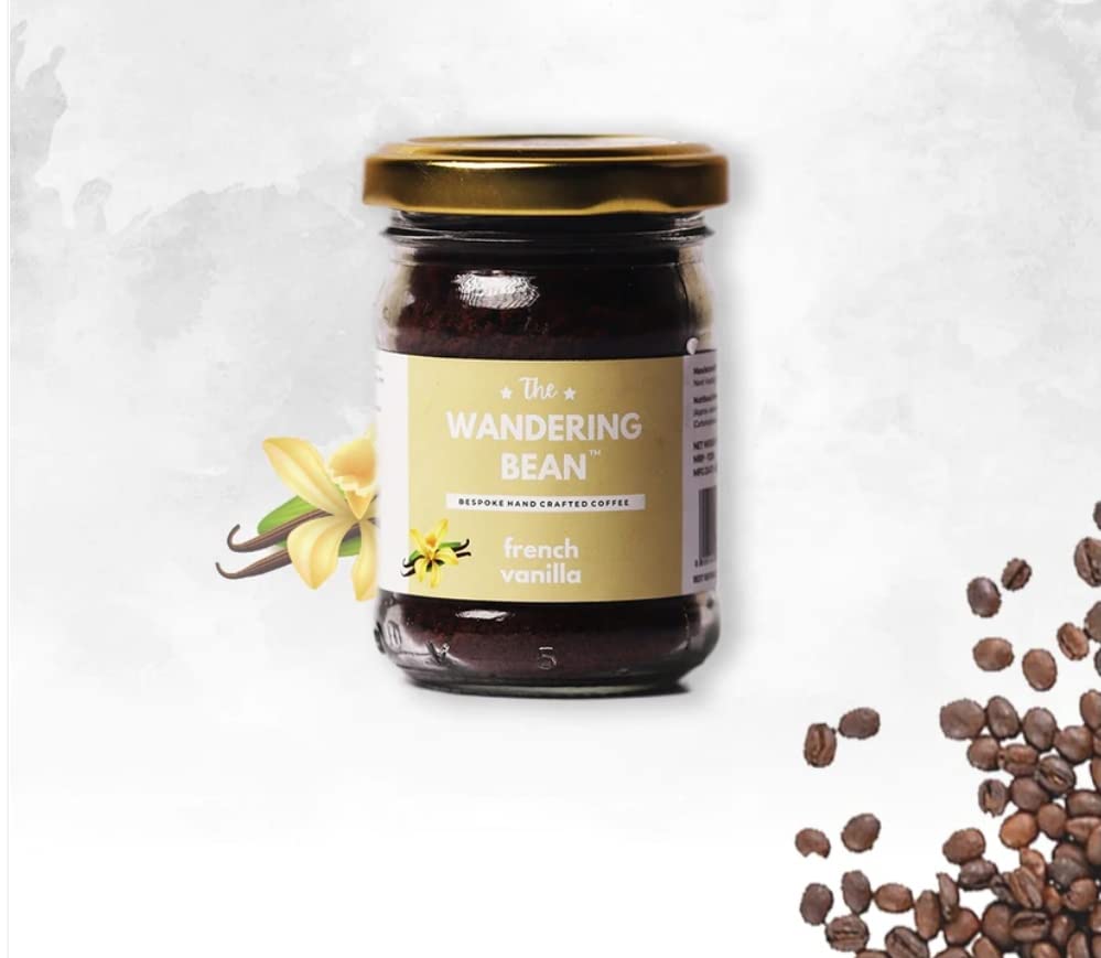 Image of The Wandering Bean Granule Blend Rich & Smooth French Vanilla Instant Coffee Glass Bottle (40 Grams) Gift Festive, Best Gift Hamper