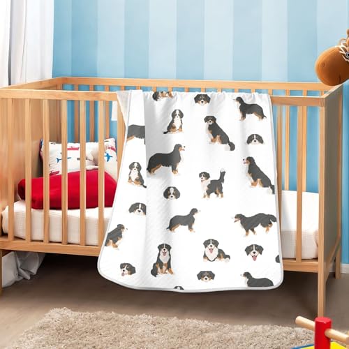 Image of vvfelixl Baby Bernese Mountain Dog Cotton Blanket - Lightweight Swaddle Blanket for Infants, Toddler, Boys, Girls - 30 inch X 40 inch, Puppy