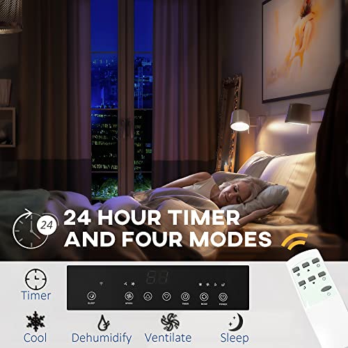 Homcom 8,000 Btu Smart Wifi Portable Air Conditioners For Rooms Up To 215 Sq. Ft., Cool Dehumidifier Fan 3-In-1 Portable Ac Unit With Remote, 24H Timer, Window Mount Kit Included, Black #TOP5