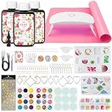 YIEHO 300g Kit di Resina UV con Luce e Stampi, Resina Epossidica trasparente per Gioielli per Creazioni DIY di Portachiavi, Orecchini e Collane
