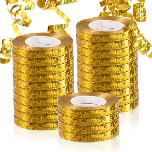 Ruban Laser Doré, 240m x 5mm Ruban pour Ballon Doré, Anneau Brillant Ballon Décoration Ruban Brillant pour Ballons, Pour Emballage Cadeau, Mariage,...