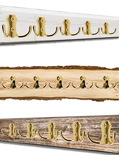 Fuxxer® Klassische Garderoben-Haken, Kleider-Haken, Doppel-Haken, Küchen-Haken, Eisen Design, 5er Set (gold)