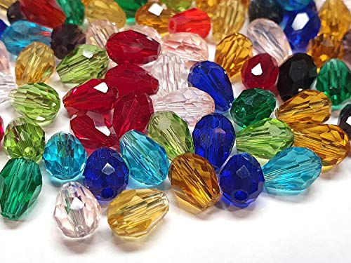 Perlin Pack of 50 Czech Crystal Beads - Clear, 8 mm x 6 mm Drop Shape Glass CRAFT_BEAD - Image 3
