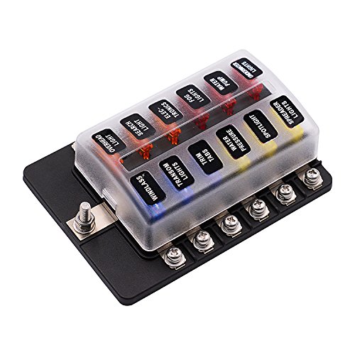 Universal Car Blade Fuse Holder Box 12 Way Fuse Terminal Block with LED Indicator for Car Boat Marine Trike