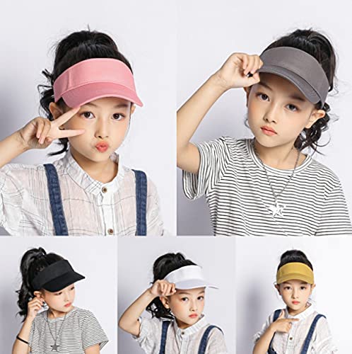 Kids Sun Visors Adjustable Cap - Unisex For Children Athletic Sports Hats Uv Protection Fit For 5 To 12 Years Old 52-56Cm (Pink+White,Medium) #TOP3