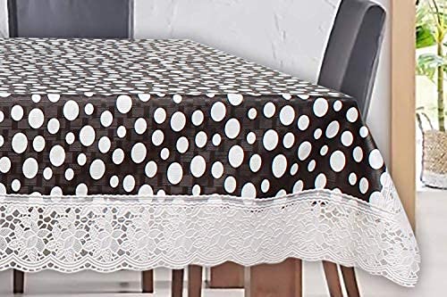 CASA-NEST Thick PVC 8-10 Seater Dining Table Cover, Size-60×108 Inch(Width x Length) Waterproof Table Cover Black printed004