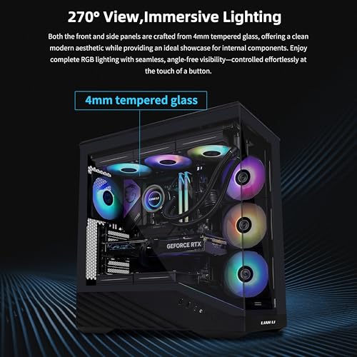 Image of Lian Li V100 ATX Mid-Tower PC Case, LED RGB Strip, Display Platform Design with Tempered Glass, Support 420mm GPUs, 360mm Radiator, Side I /O & Optimized Airflow, Dust Filiter - Black (V100X)