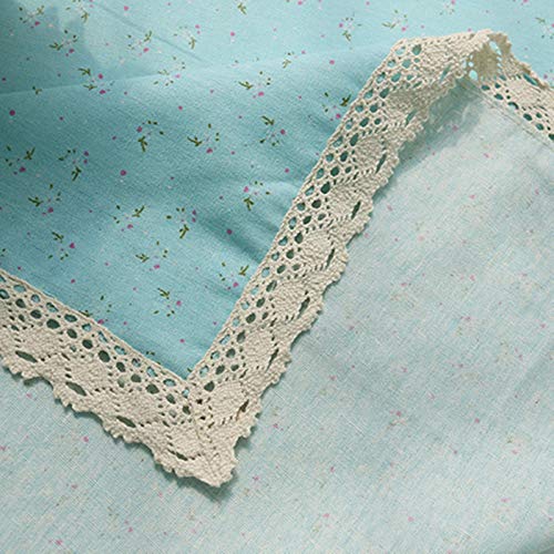 Nappe coton lin bleu moderne 140x140 cm couverture décorative à fleurs