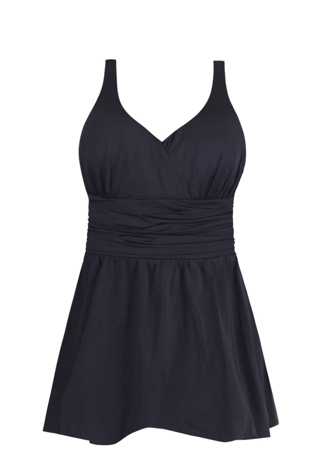 JINXUEER Women’s Plus Size Swim Dress Floral Print Ruched Modest Slimming One Piece Skirt Swimsuit